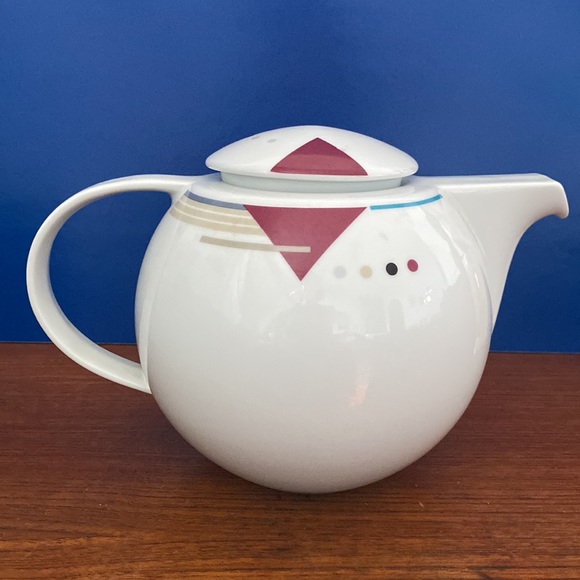 80s Art Deco Teapot Studio Nova Attitudes Geometric 90s Vintage Coffee Mikasa